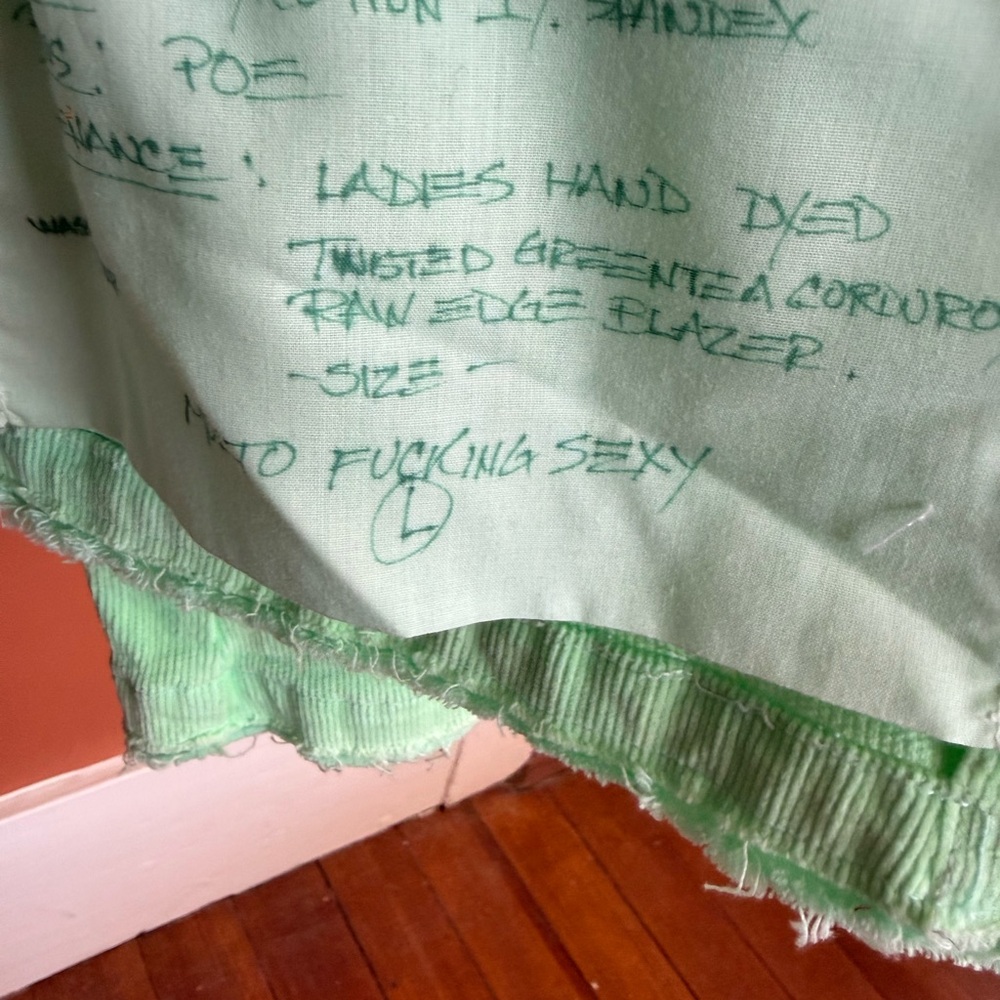 Frayed-Trim Light Green Women's Blazer Jacket - Picture 3 of 3